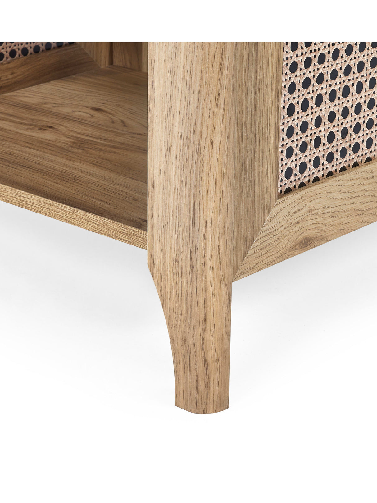 Sydney Rattan Print Side Table with Removable Shelf