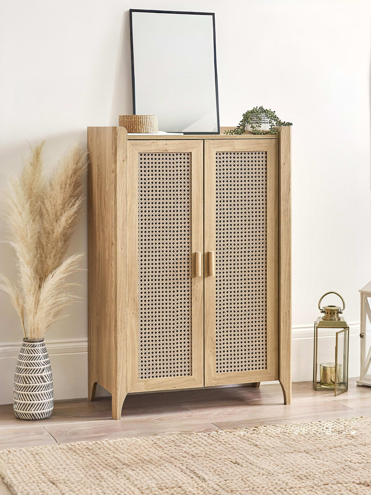 Sydney Rattan Print Shoe Cupboard