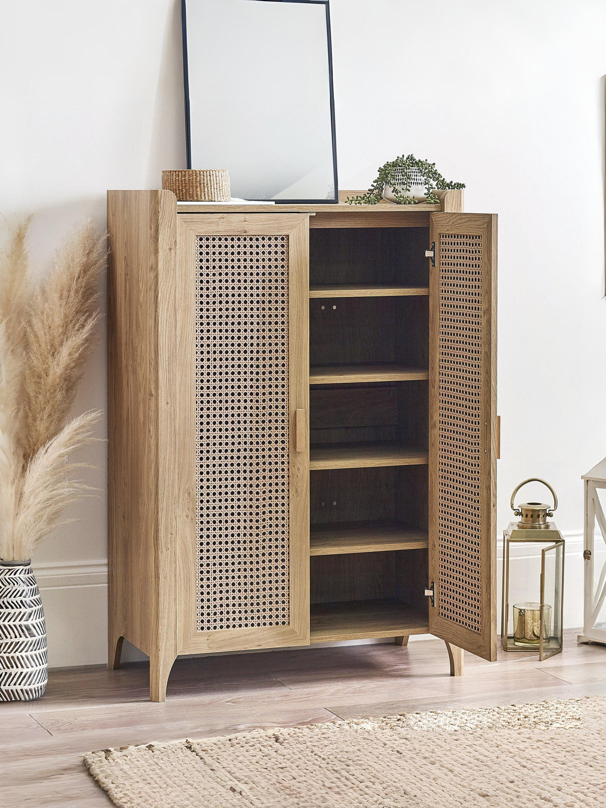 Sydney Rattan Print Shoe Cupboard