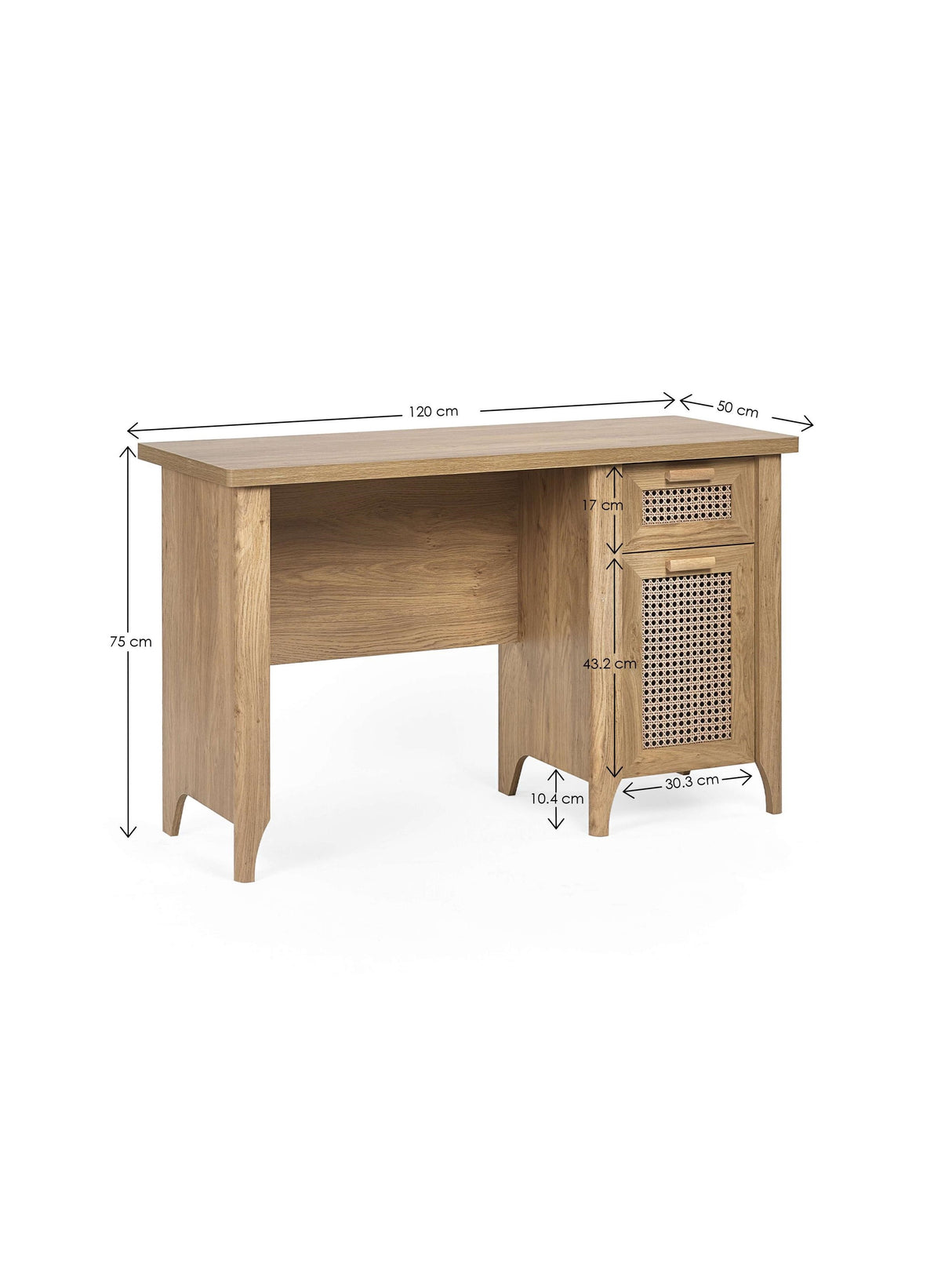 Sydney Rattan Print Desk with Cupboard