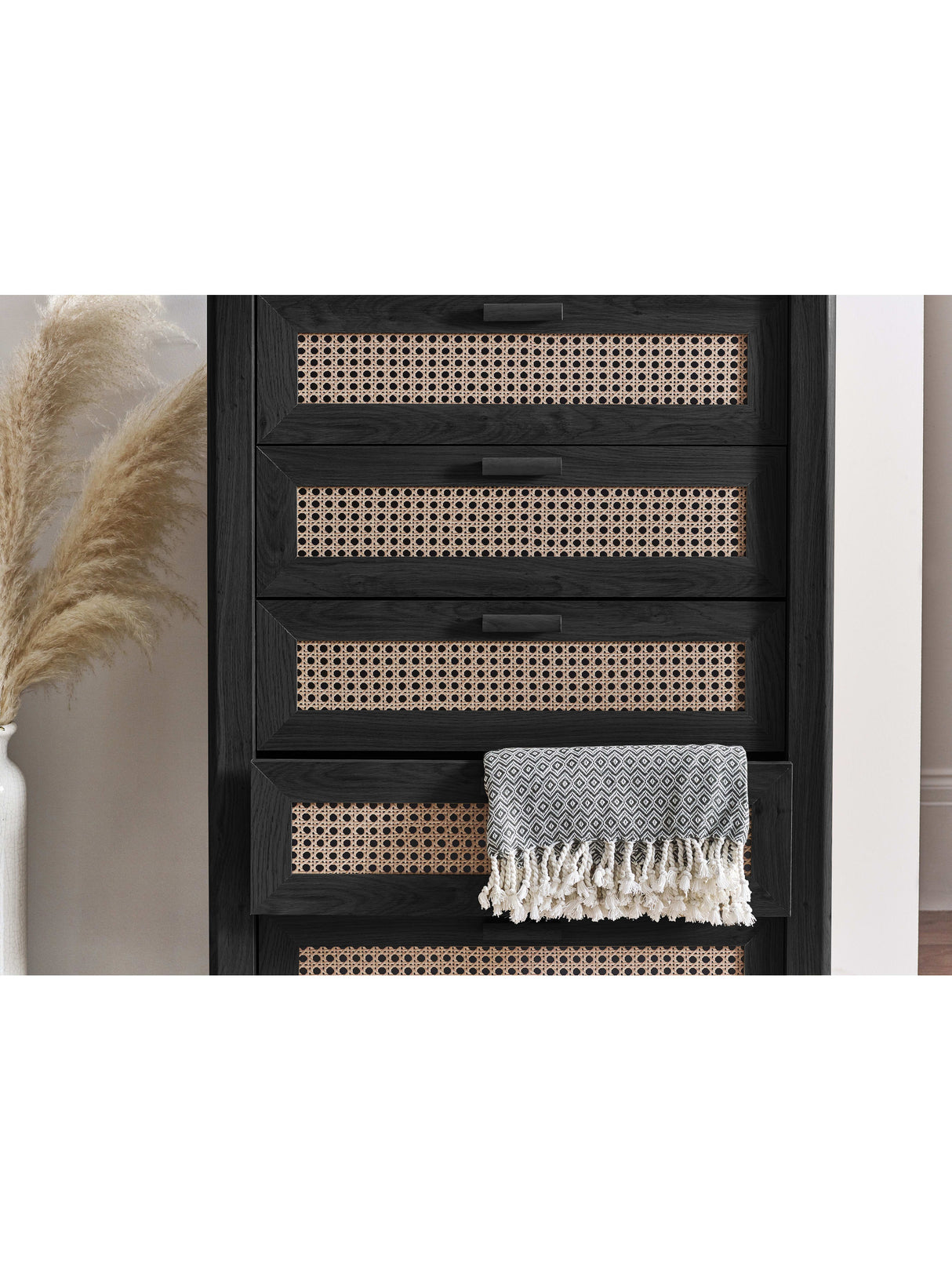 Sydney Rattan Print 5 Drawer Chest