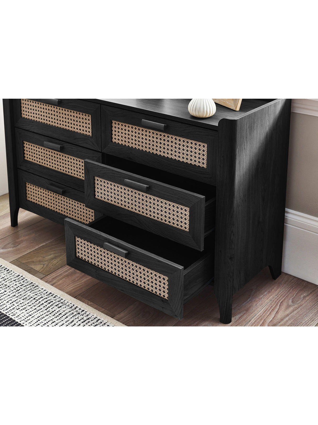 Sydney Rattan Print 6 Drawer Wide Chest