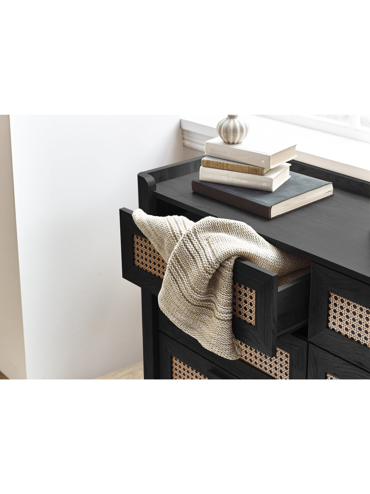 Sydney Rattan Print 6 Drawer Wide Chest