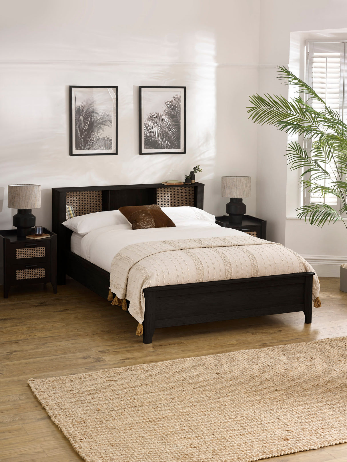 Sydney Rattan Print Bookcase Bed