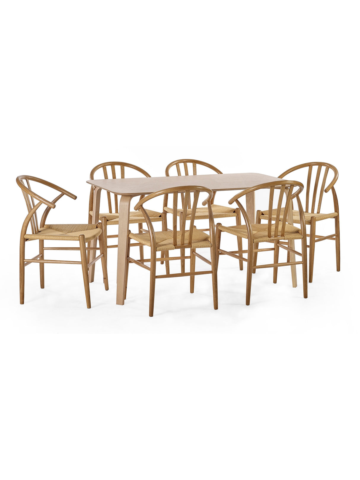 Symi Curved Back Dining Chair with Woven Seat (Set of 2)