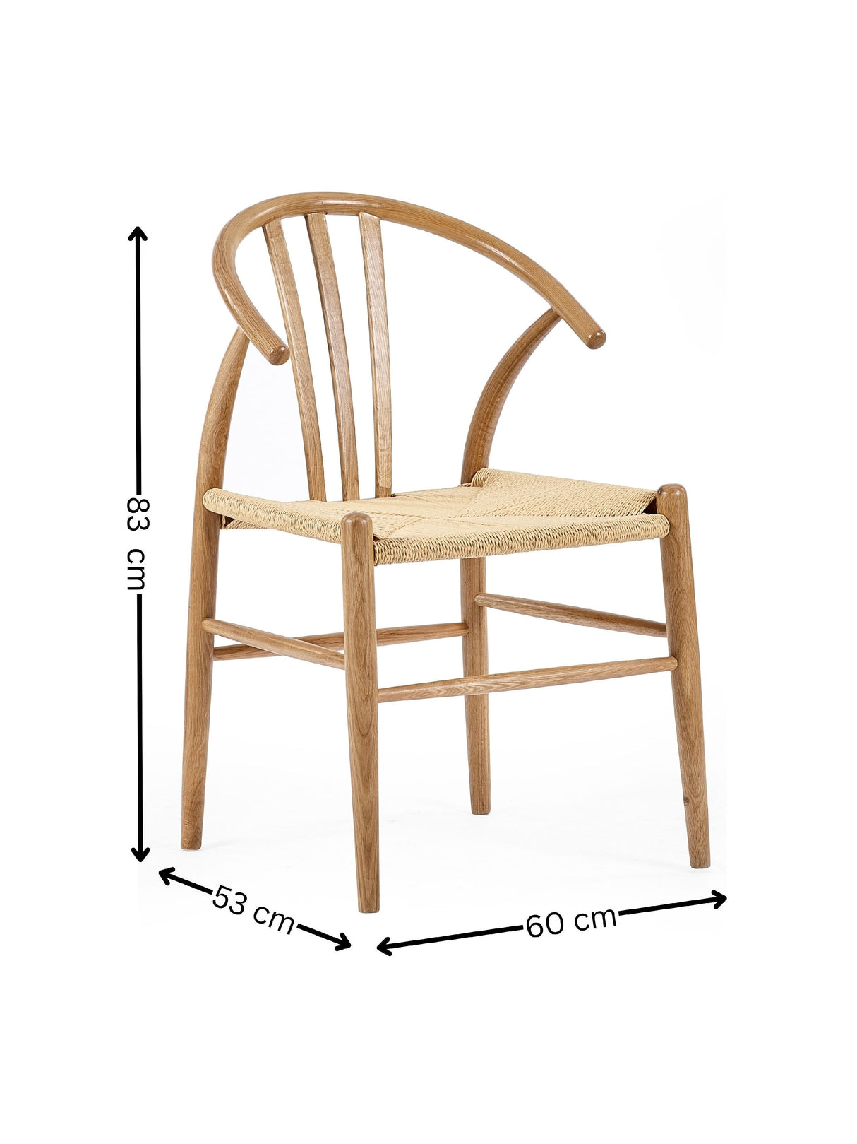 Symi Curved Back Dining Chair with Woven Seat (Set of 2)