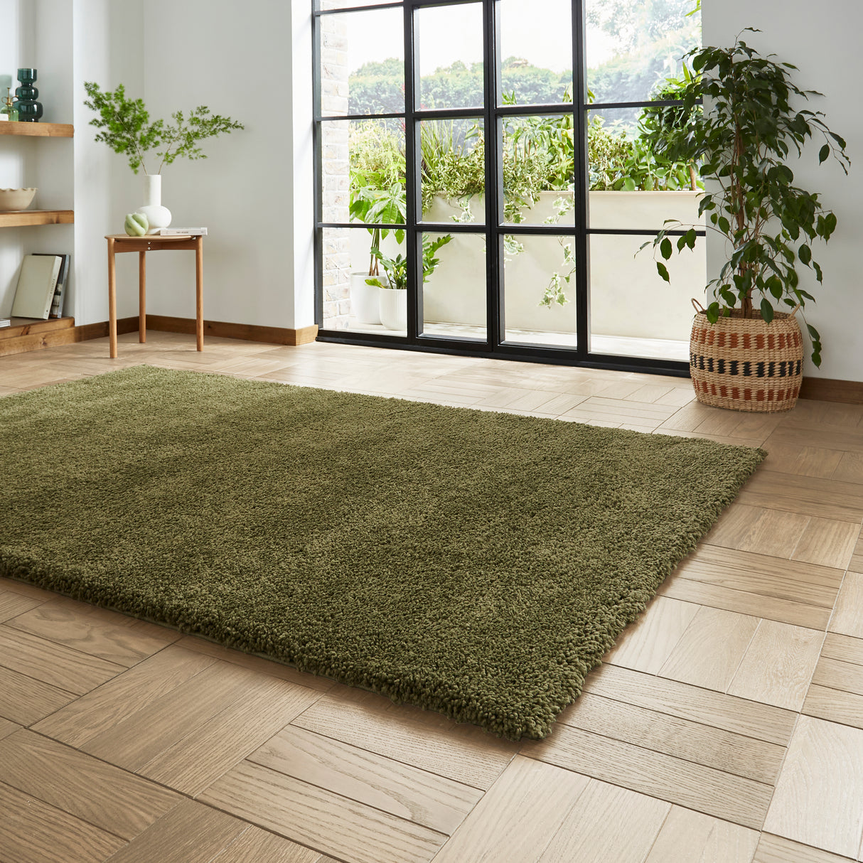 Sierra 9000 Olive Plain Shaggy Rug