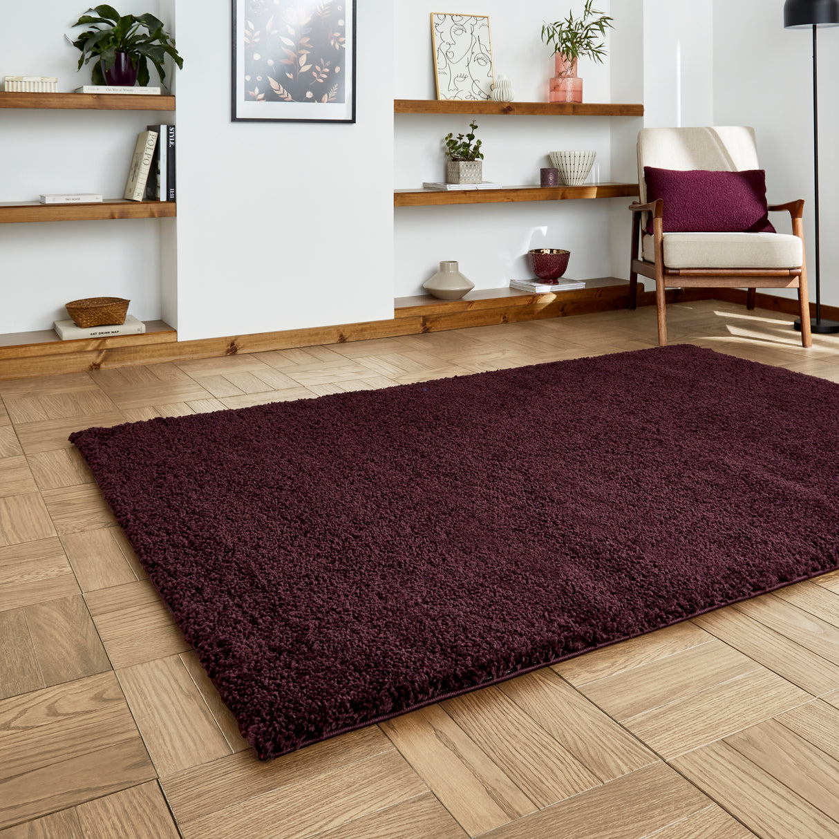 Sierra 9000 Purple Plain Shaggy Rug
