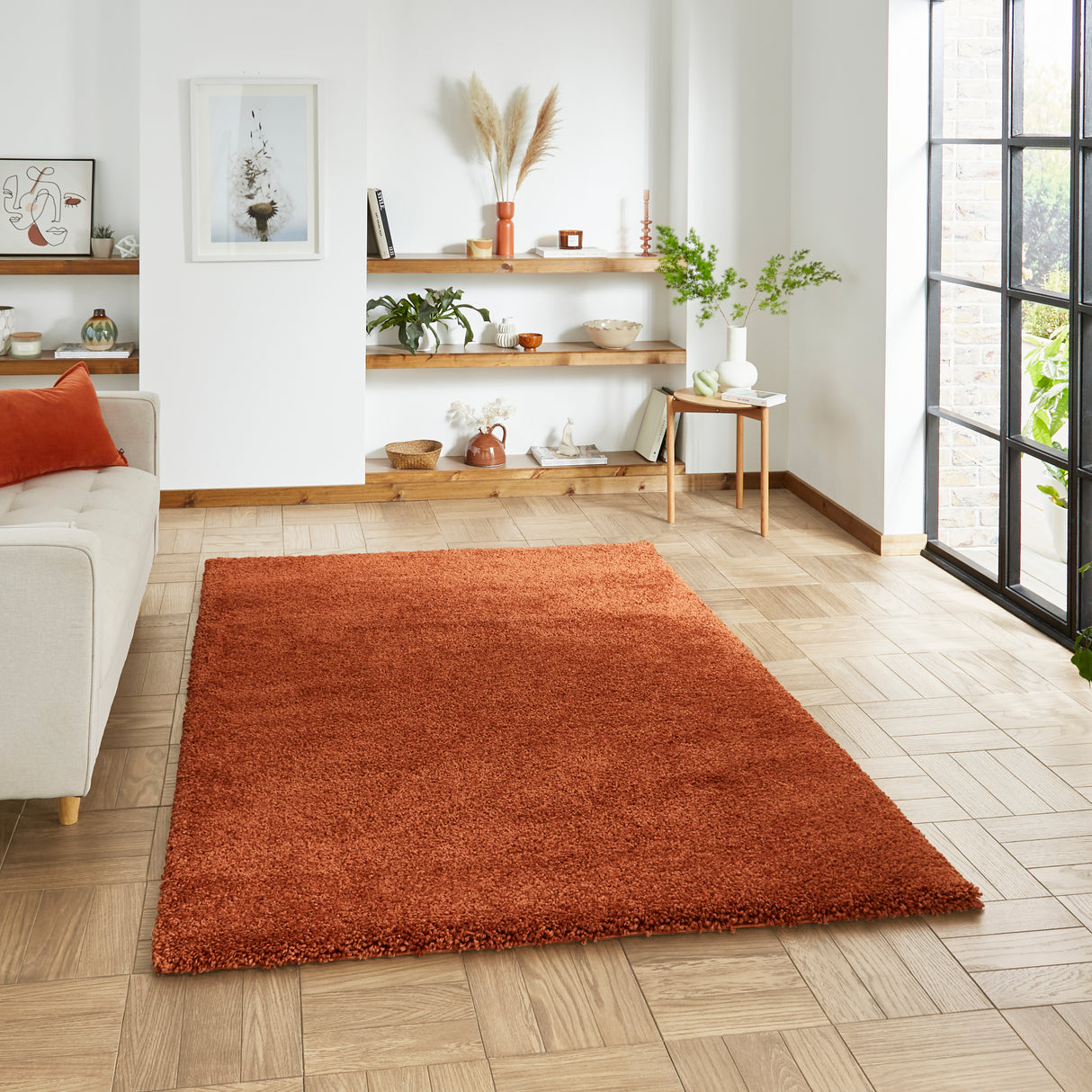 Sierra 9000 Terracotta Plain Shaggy Rug