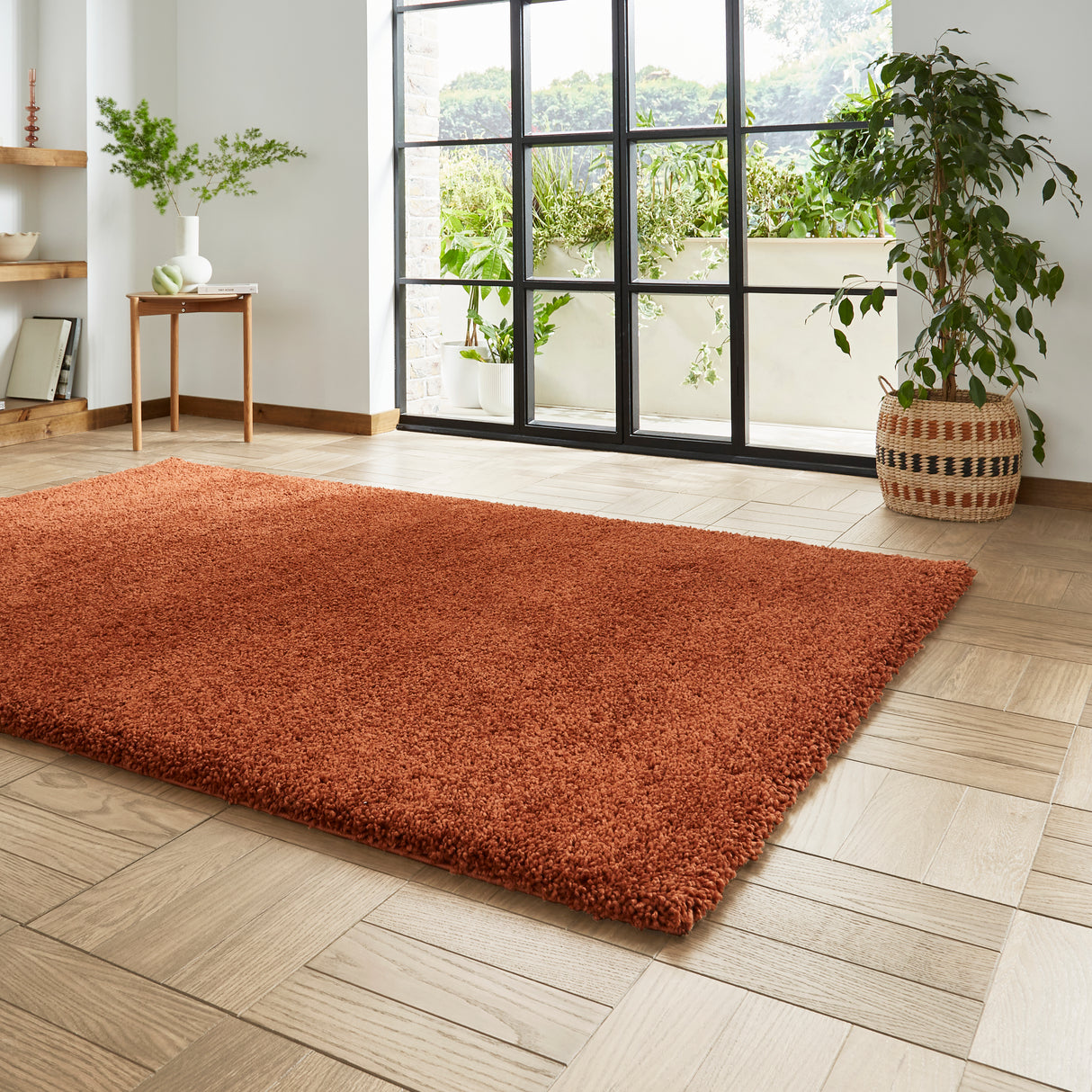 Sierra 9000 Terracotta Plain Shaggy Rug