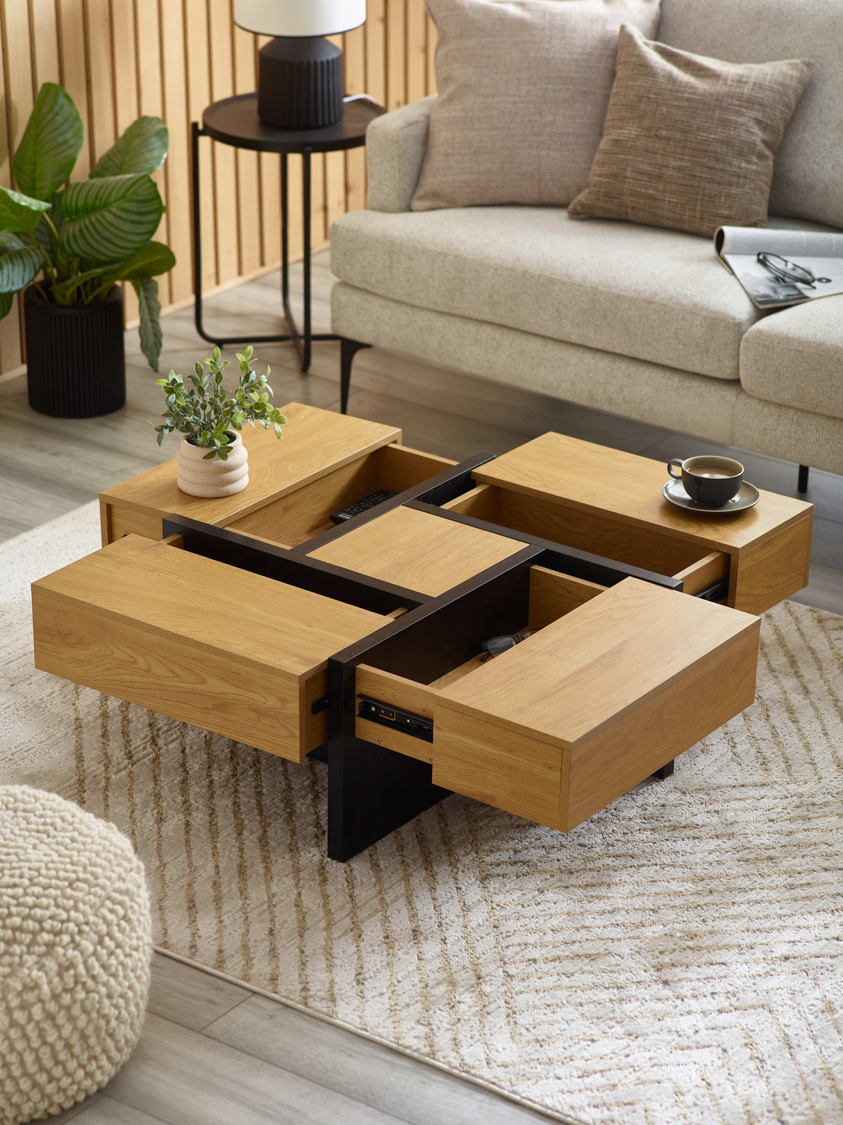 Tahoe Rectangular Coffee Table with 4 Drawer Storage