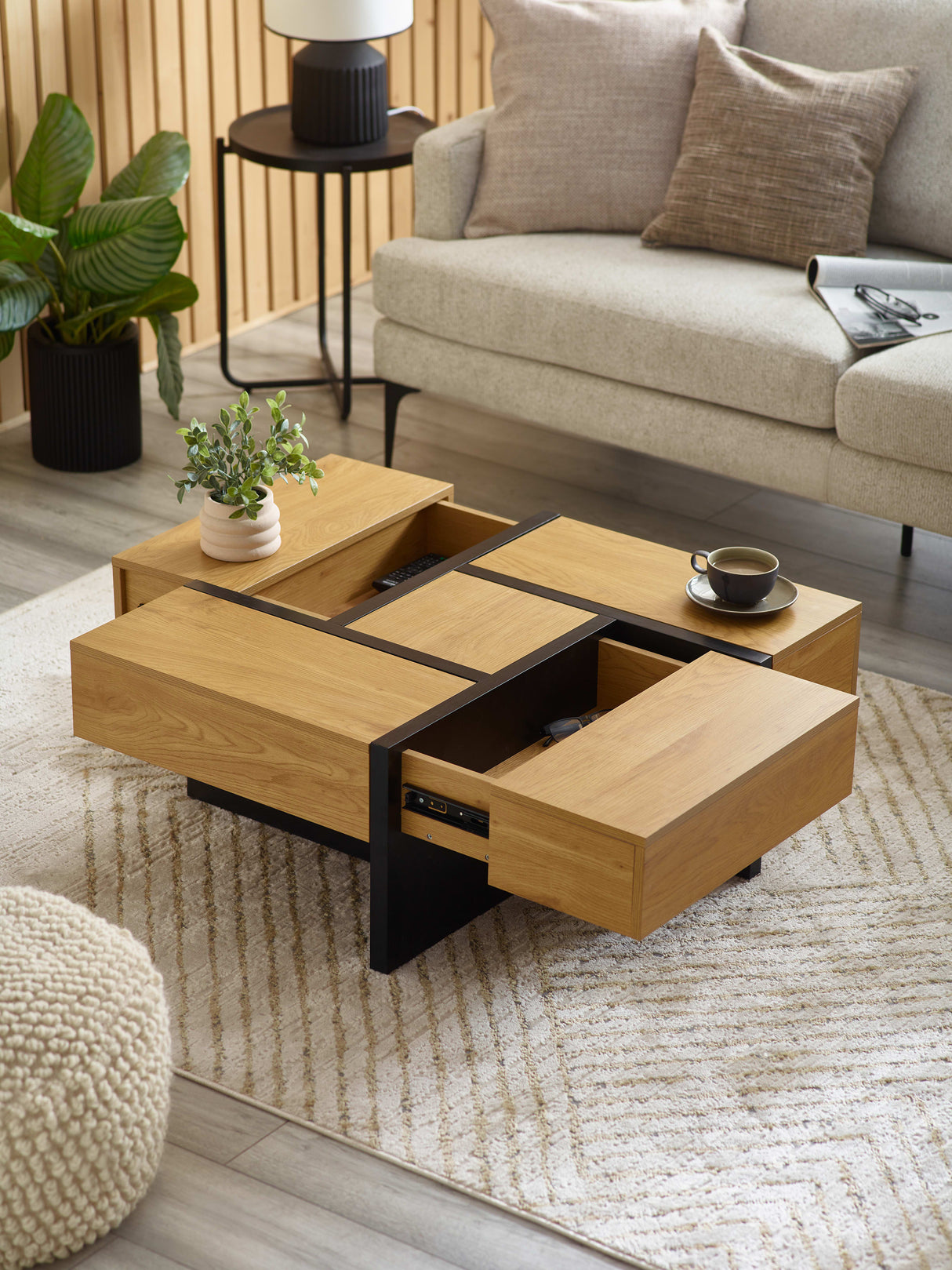 Tahoe Rectangular Coffee Table with 4 Drawer Storage