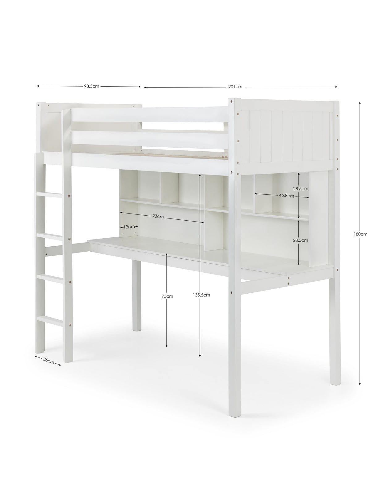 Titan High Sleeper Bed with Desk