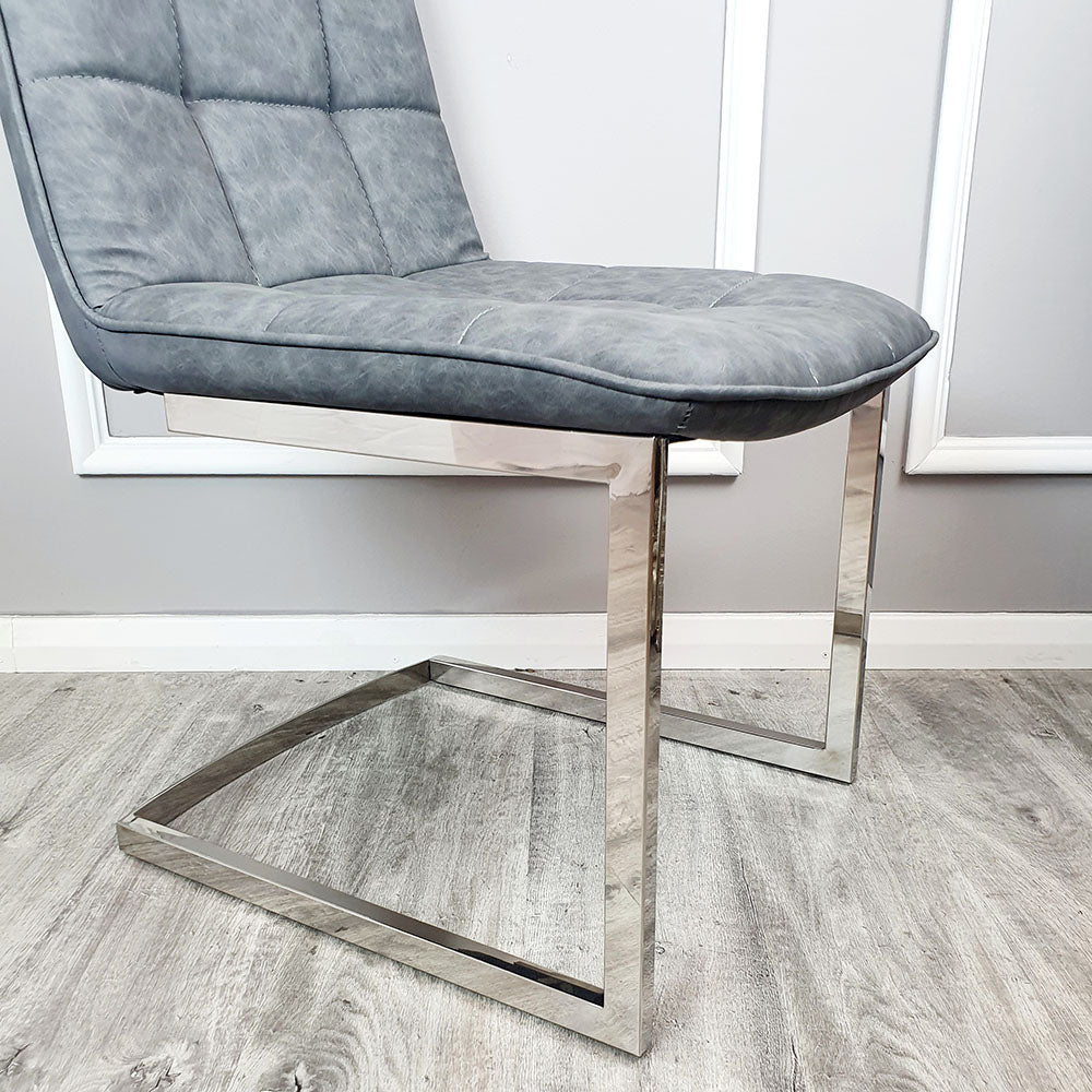 Tara Dining Chair in Dark Grey Leather