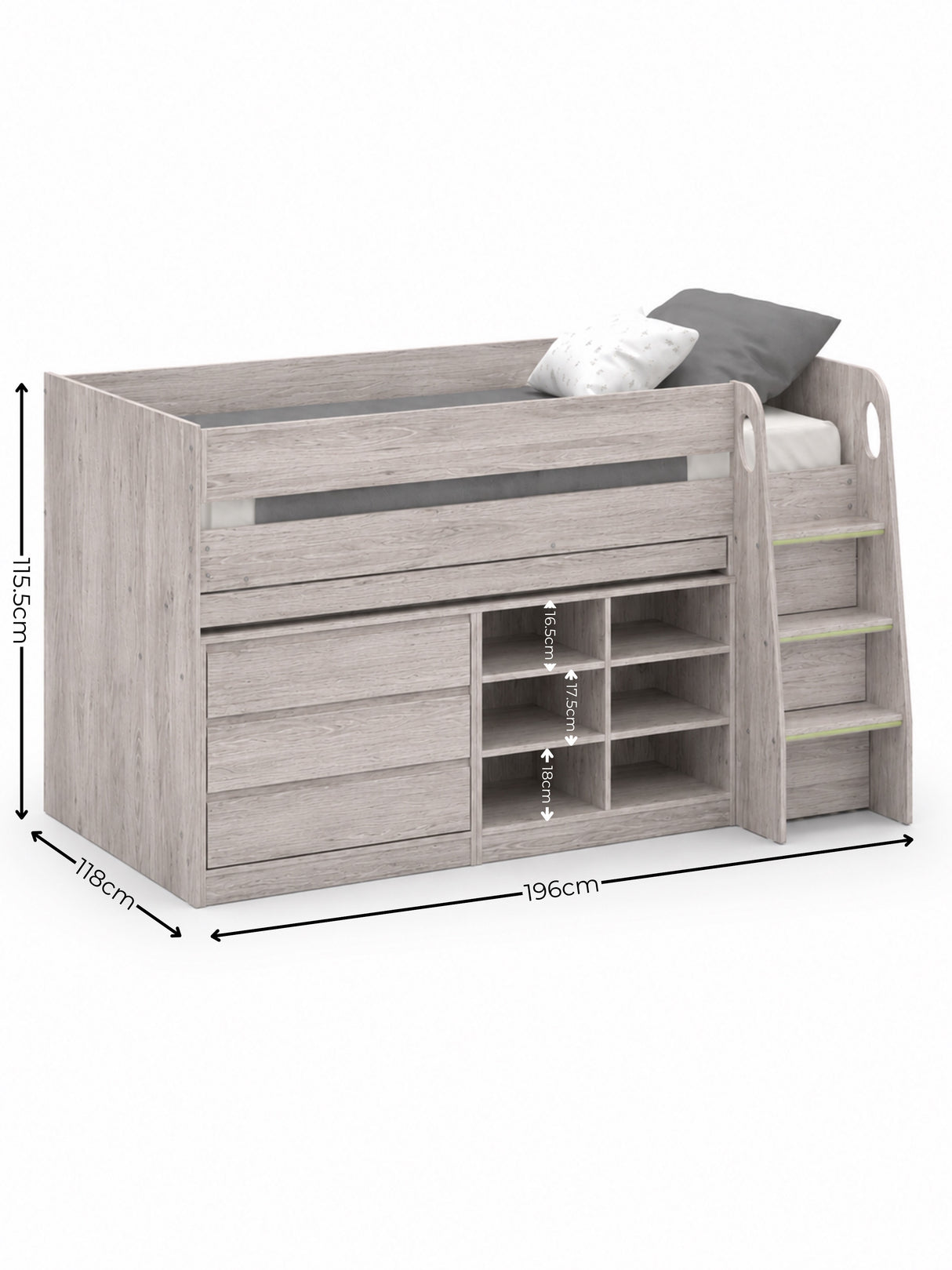 Vespa Mid Sleeper Bed with Desk