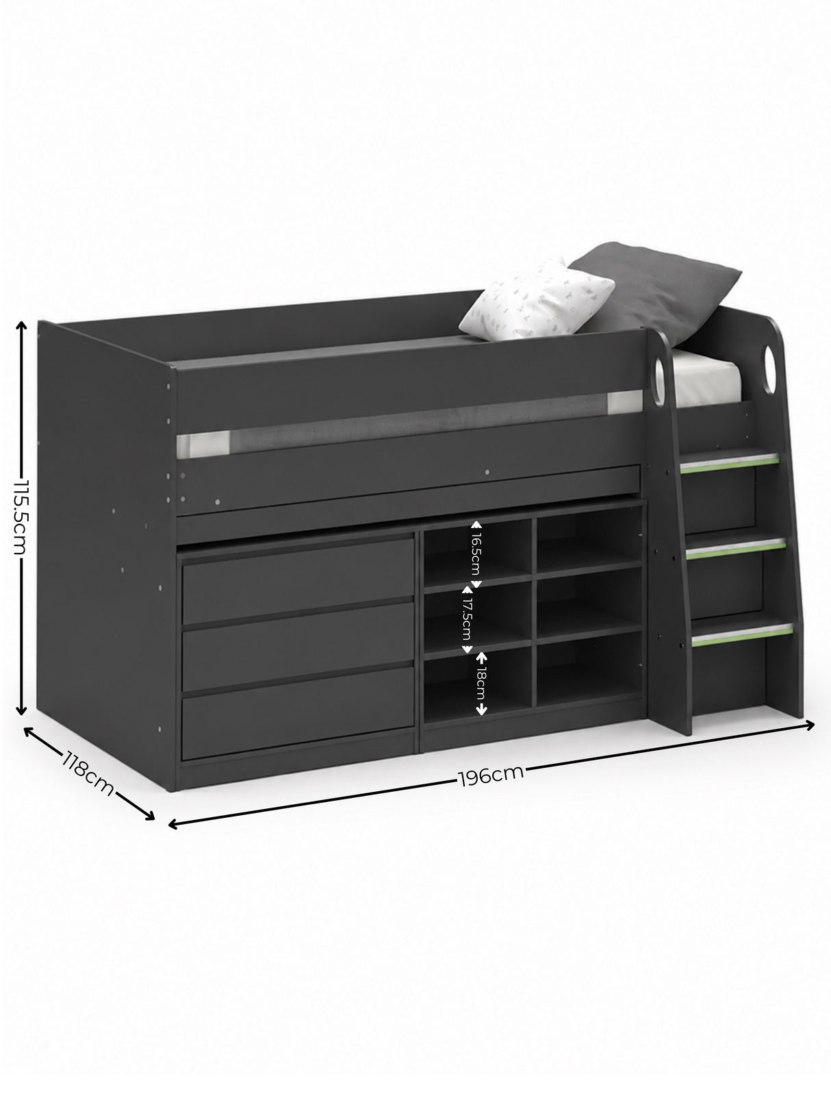 Vespa Mid Sleeper Bed with Desk
