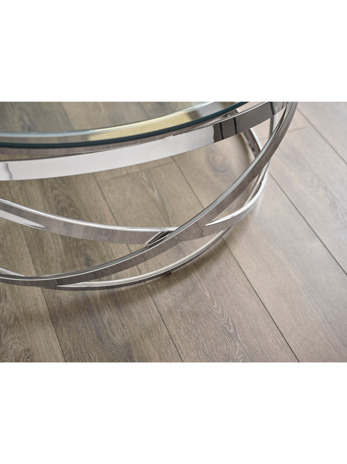 Vienna Round Glass Top Spiral Frame Coffee Table