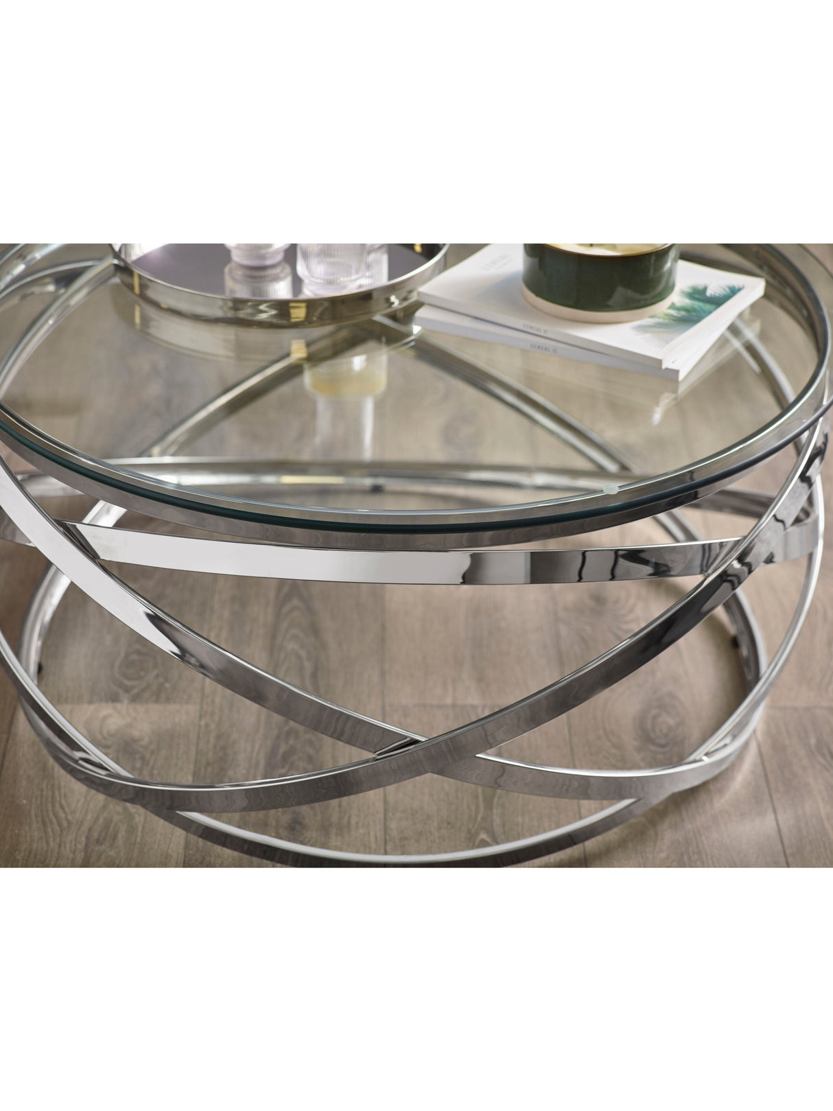 Vienna Round Glass Top Spiral Frame Coffee Table