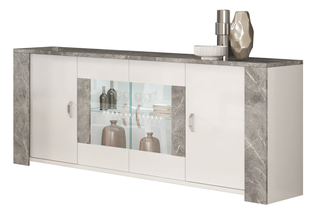 San Martino Vivaldi White and Marble 4 Door Sideboard