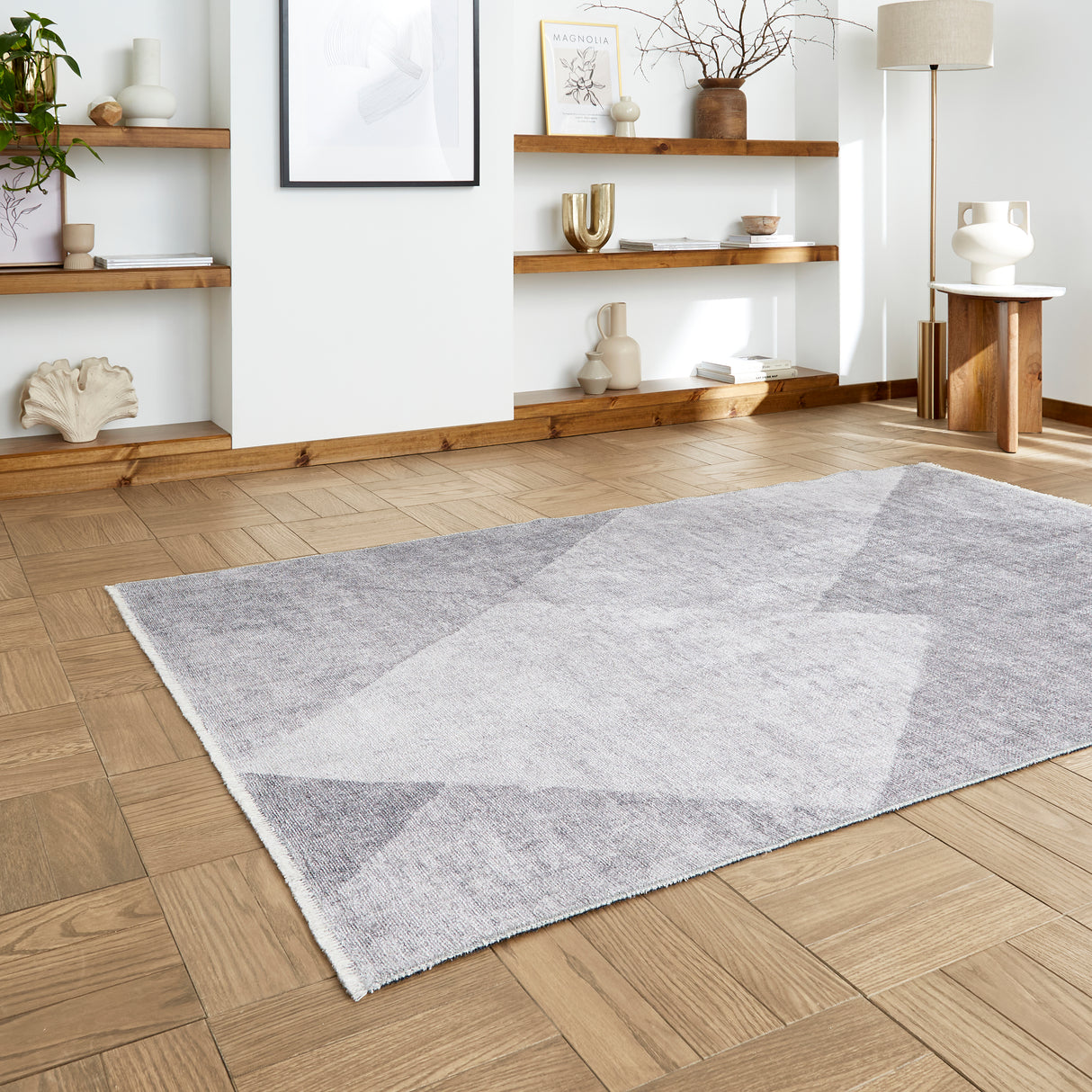 Whisper H1065 Grey Modern Washable Rug
