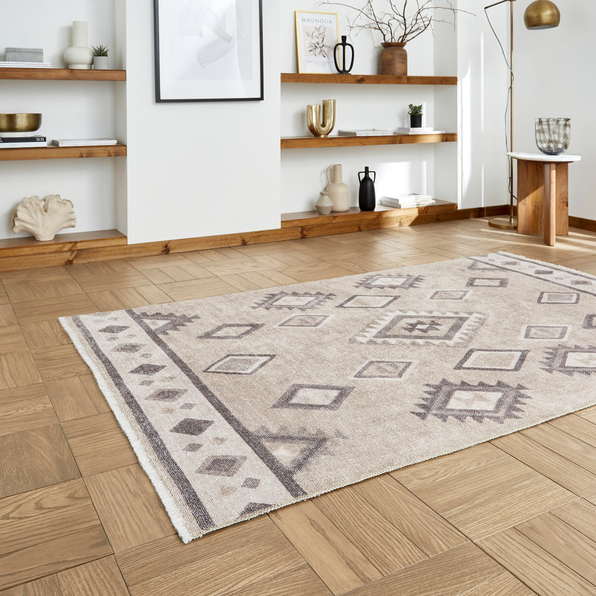 Whisper H1066 Beige Modern Washable Rug