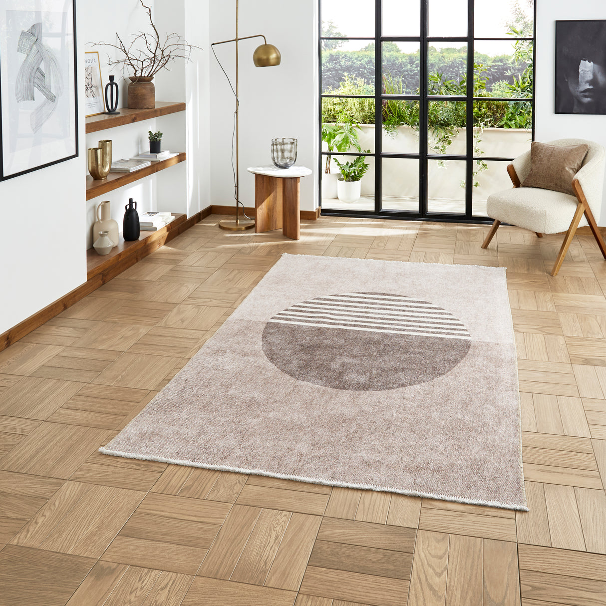 Whisper Beige Modern Washable Rug