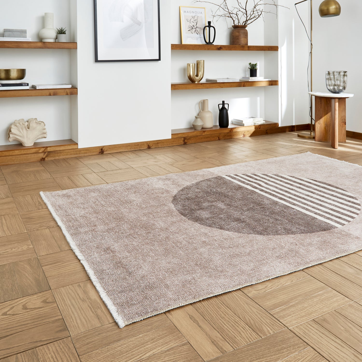 Whisper Beige Modern Washable Rug