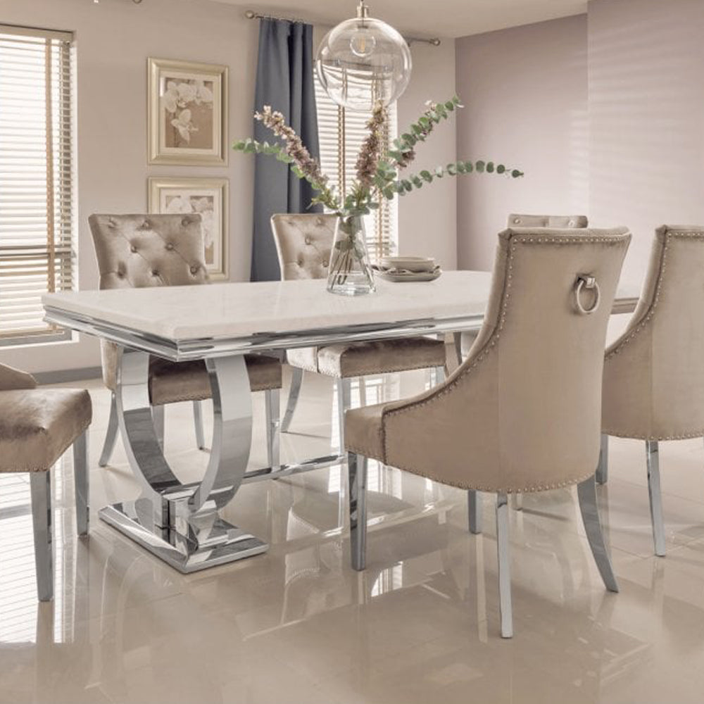 Arriana Dining Table with Ivory smoke Top