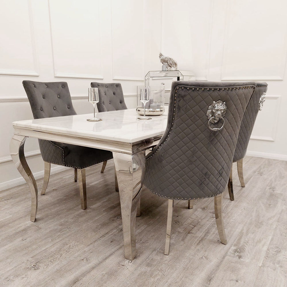 Bentley Dining Chair - With Lion Knocker & Quilted Back