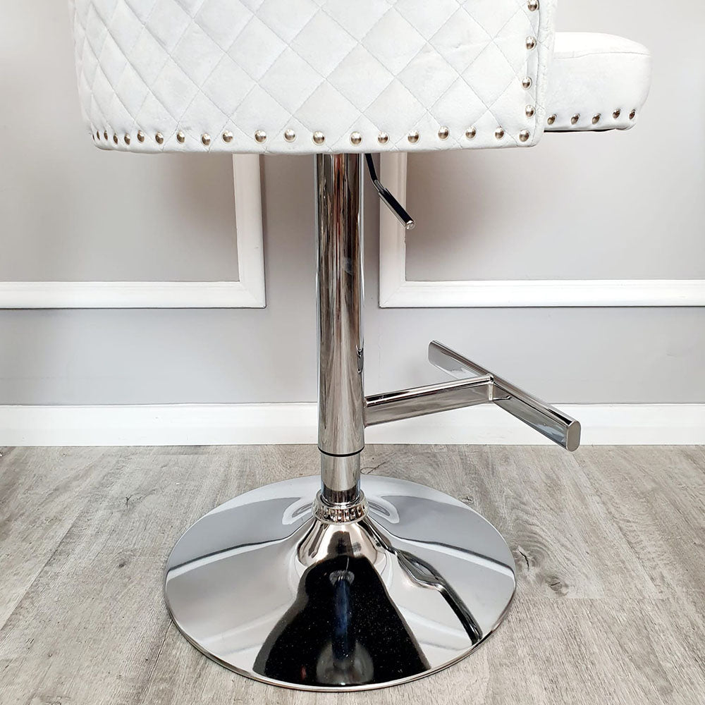Bentley Bar Stool with Lion Knocker and Quilted Back
