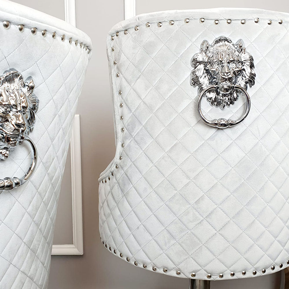 Bentley Bar Stool with Lion Knocker and Quilted Back
