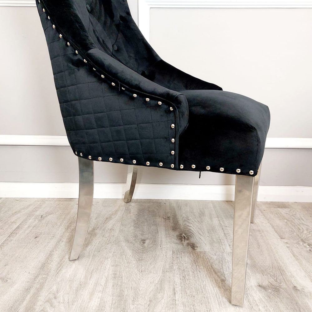 Bentley Dining Chair - With Lion Knocker & Quilted Back