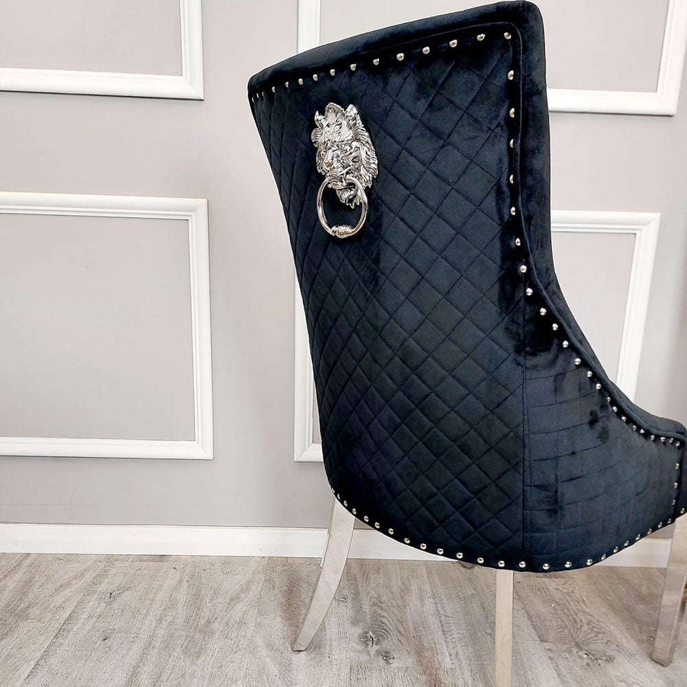 Bentley Dining Chair - With Lion Knocker & Quilted Back