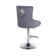 Bentley Bar Stool in Dark Grey Velvet with Lion Knocker