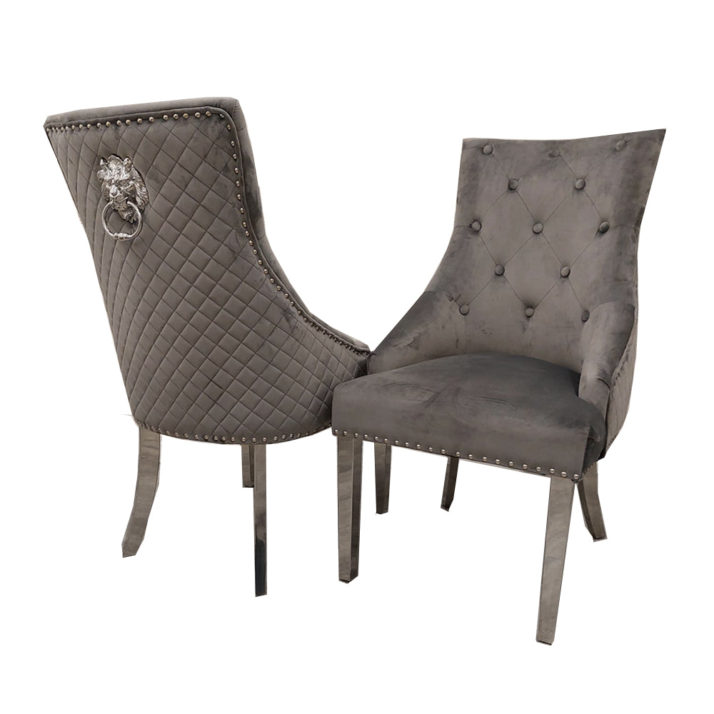 Bentley Dining Chair - With Lion Knocker & Quilted Back