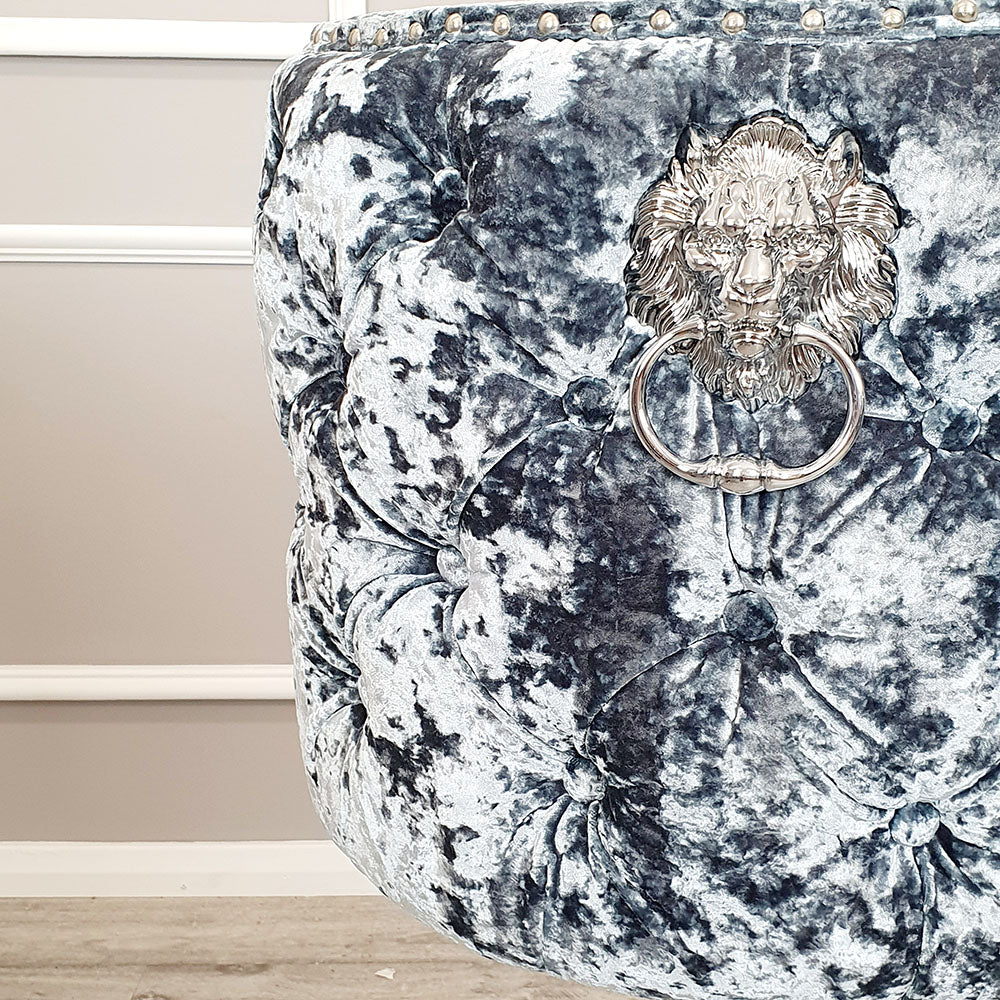 Chelsea Bar Stool in Heavy Crushed Velvetwith Lion Knocker