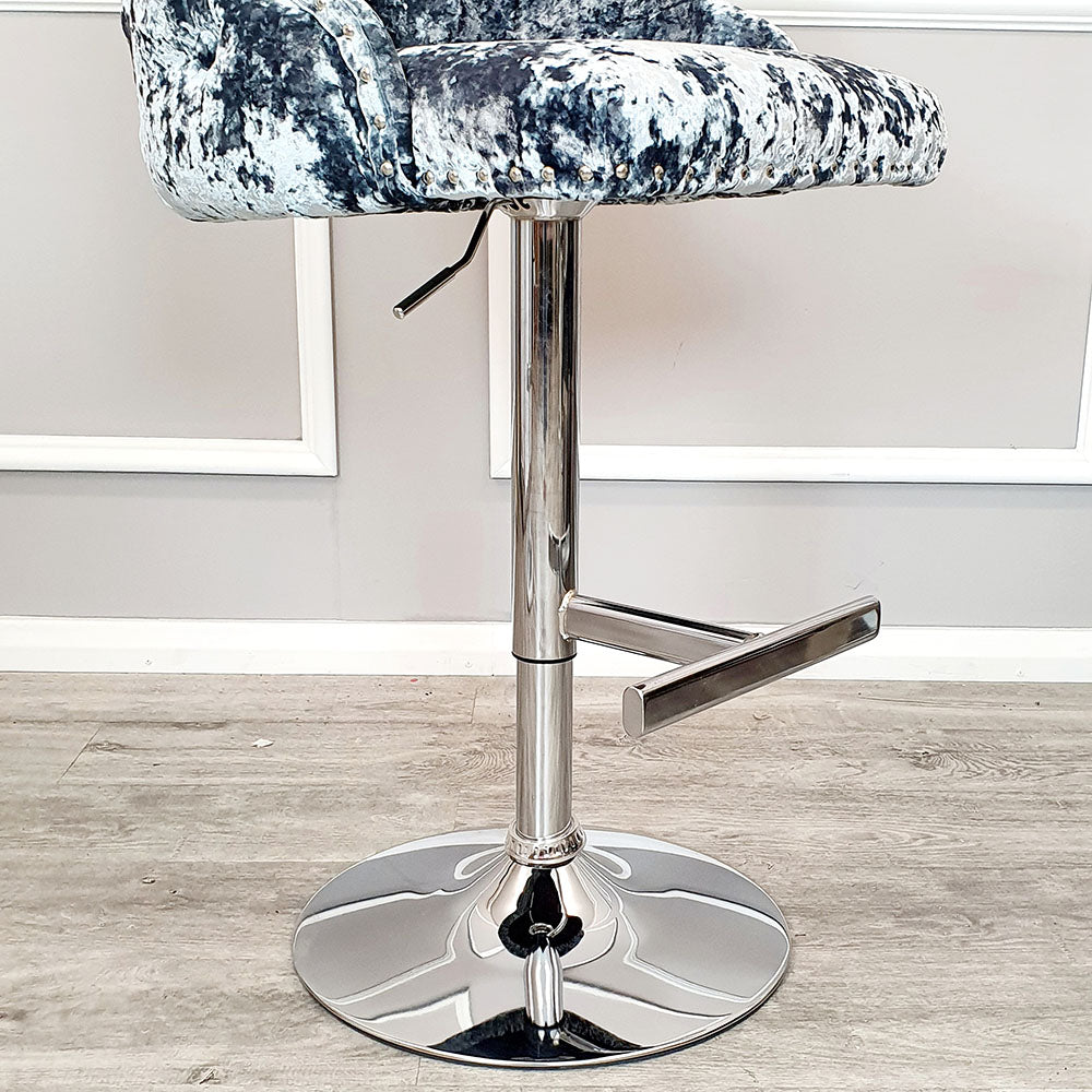 Chelsea Bar Stool in Heavy Crushed Velvetwith Lion Knocker