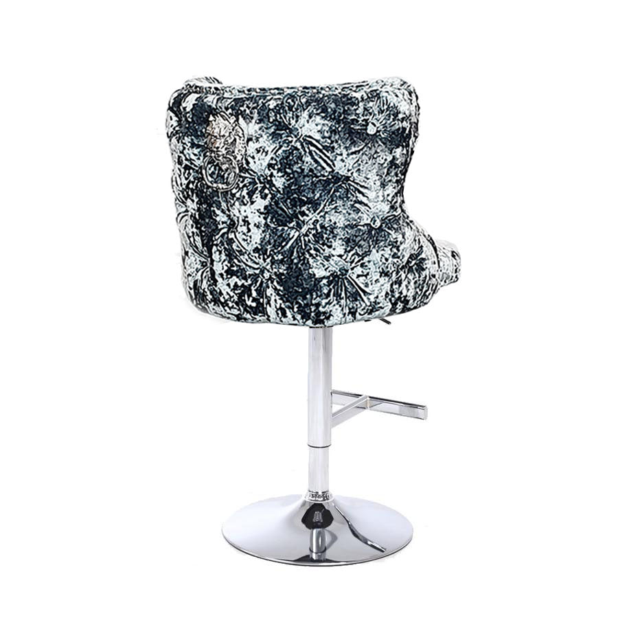 Chelsea Bar Stool in Heavy Crushed Velvetwith Lion Knocker