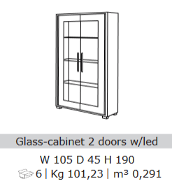 Cesar Sand Birch and Brown Finish 2 Door Display Cabinet
