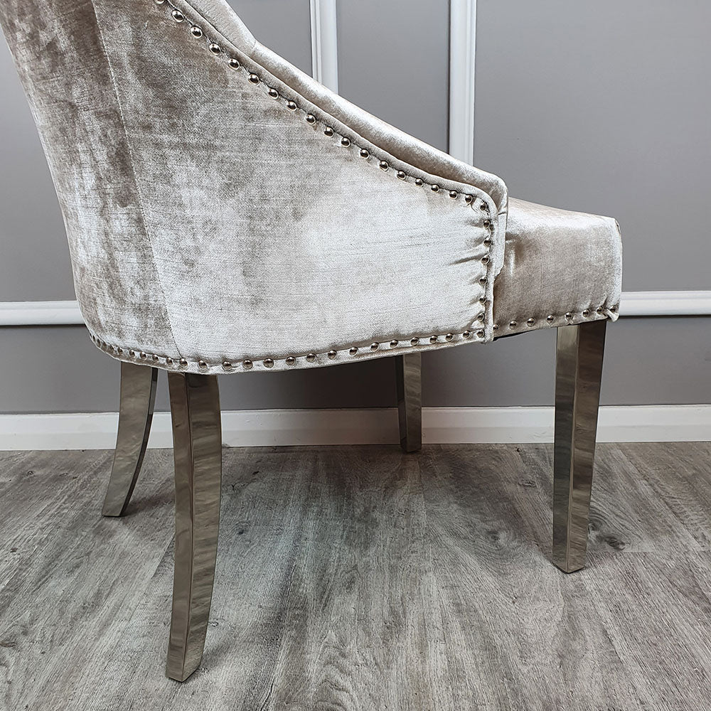 Duke Dining Chair in Beige Velvet