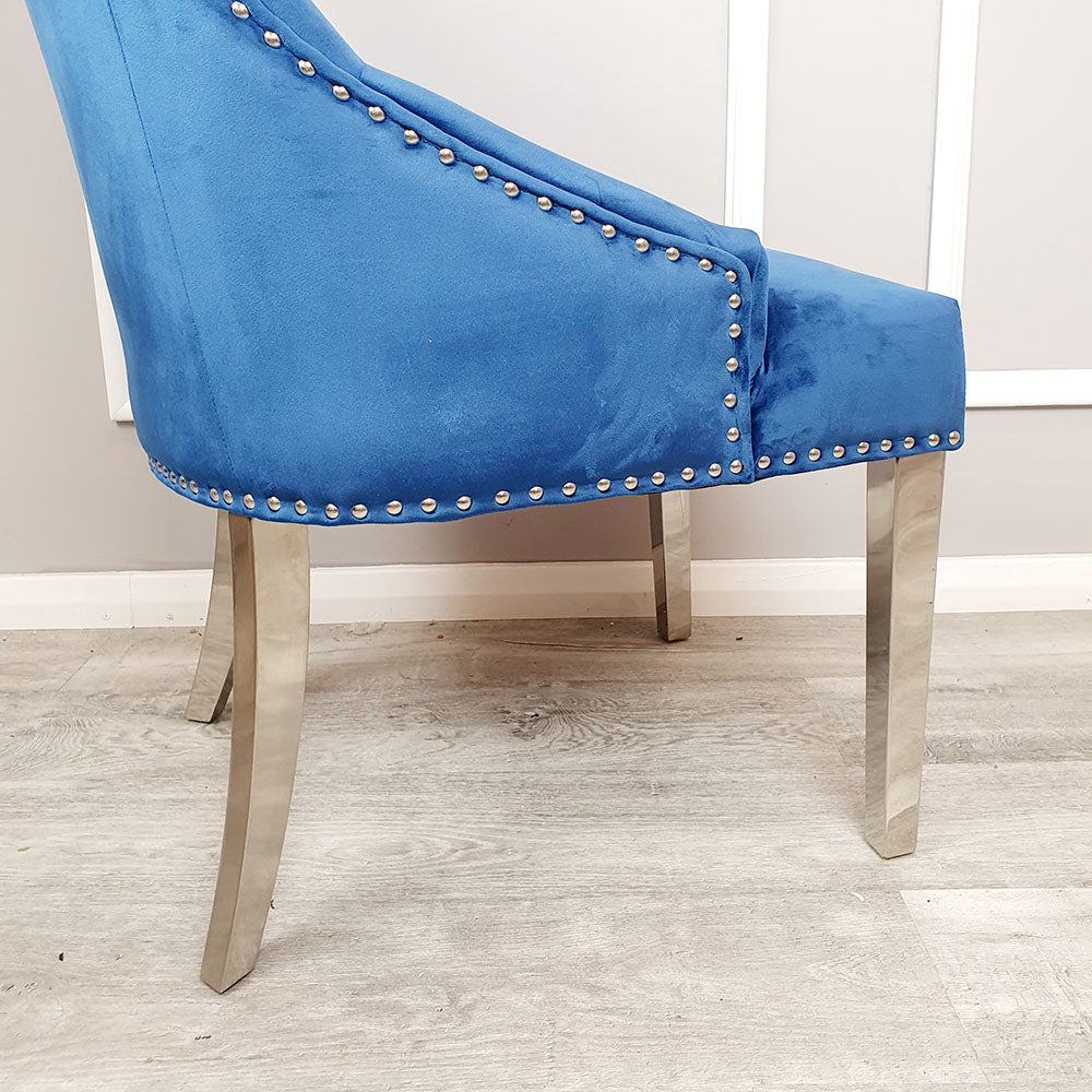 Duke Dining Chair in Blue Velvet