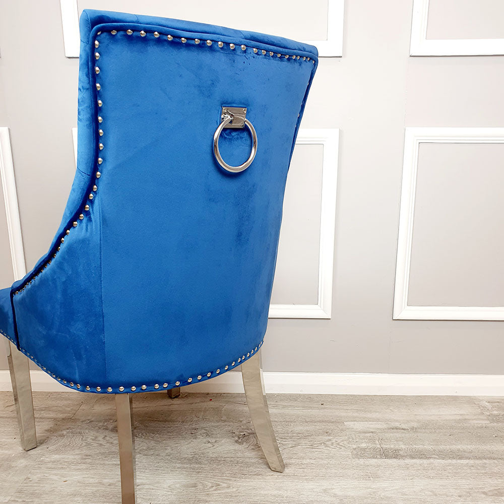 Duke Dining Chair in Blue Velvet