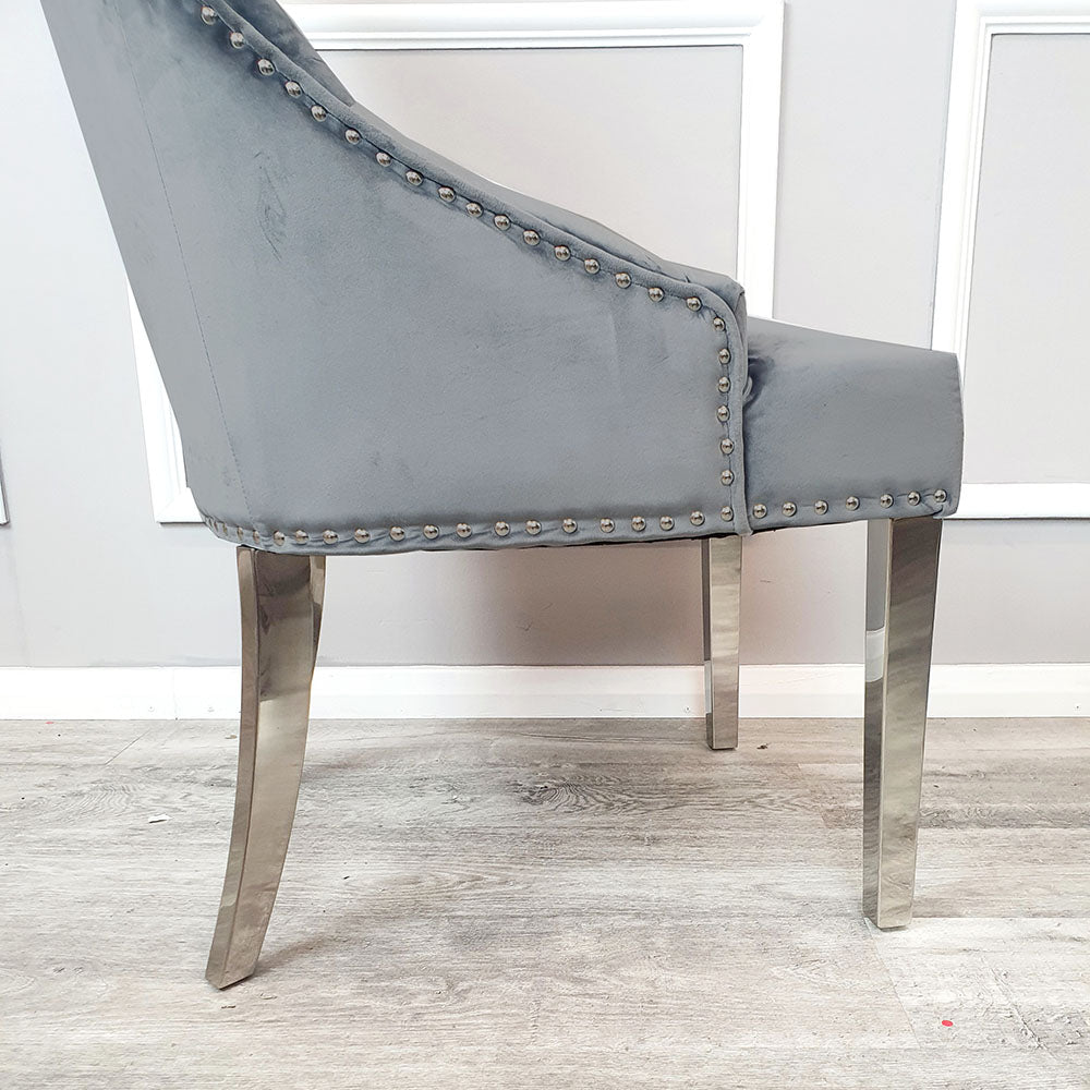 Duke Dining Chair in Dark Grey Velvet