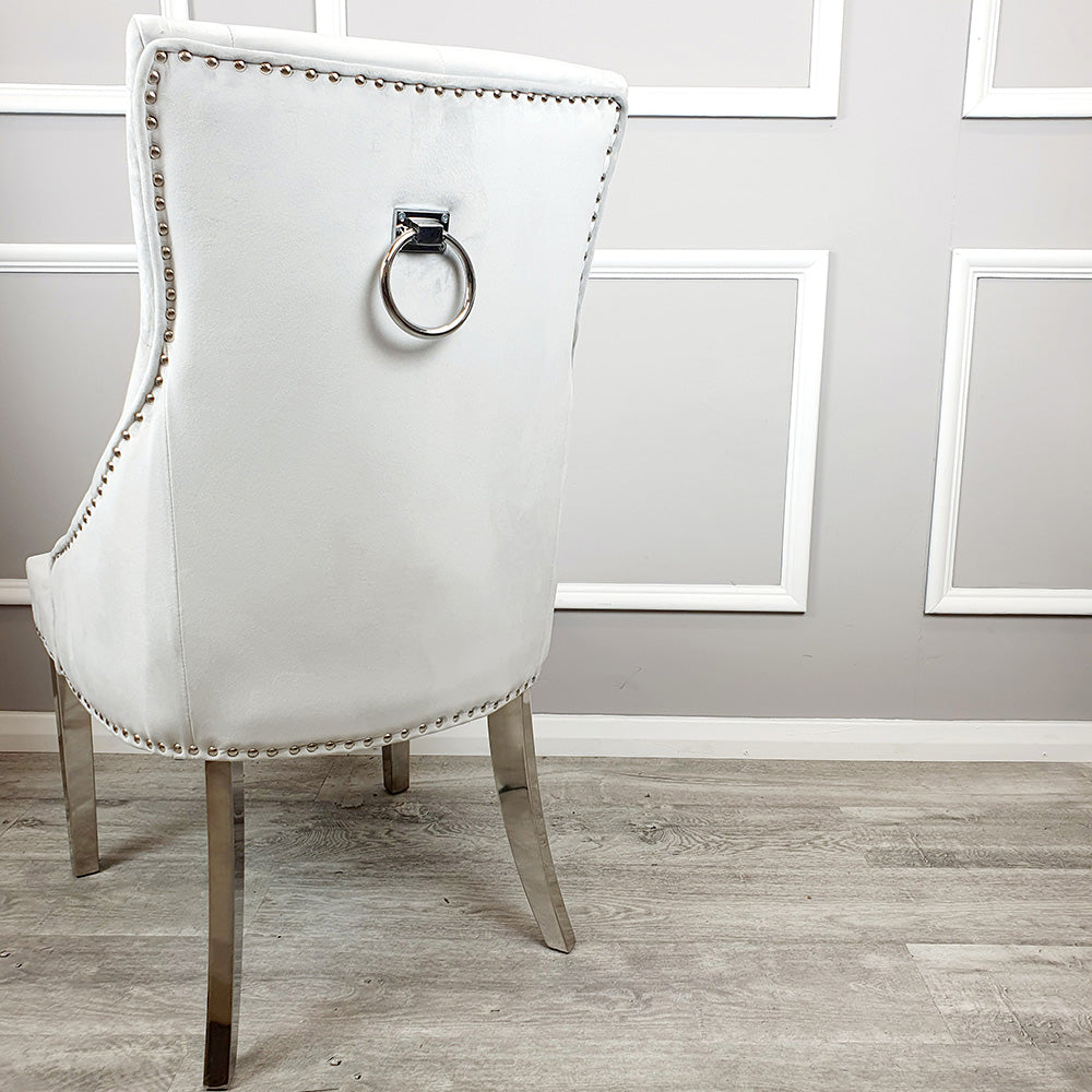 Duke Dining Chair in Light Grey Velvet