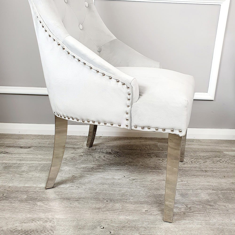 Duke Dining Chair in Light Grey Velvet