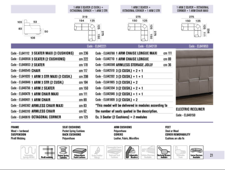 Elettra Italian Sofa Range