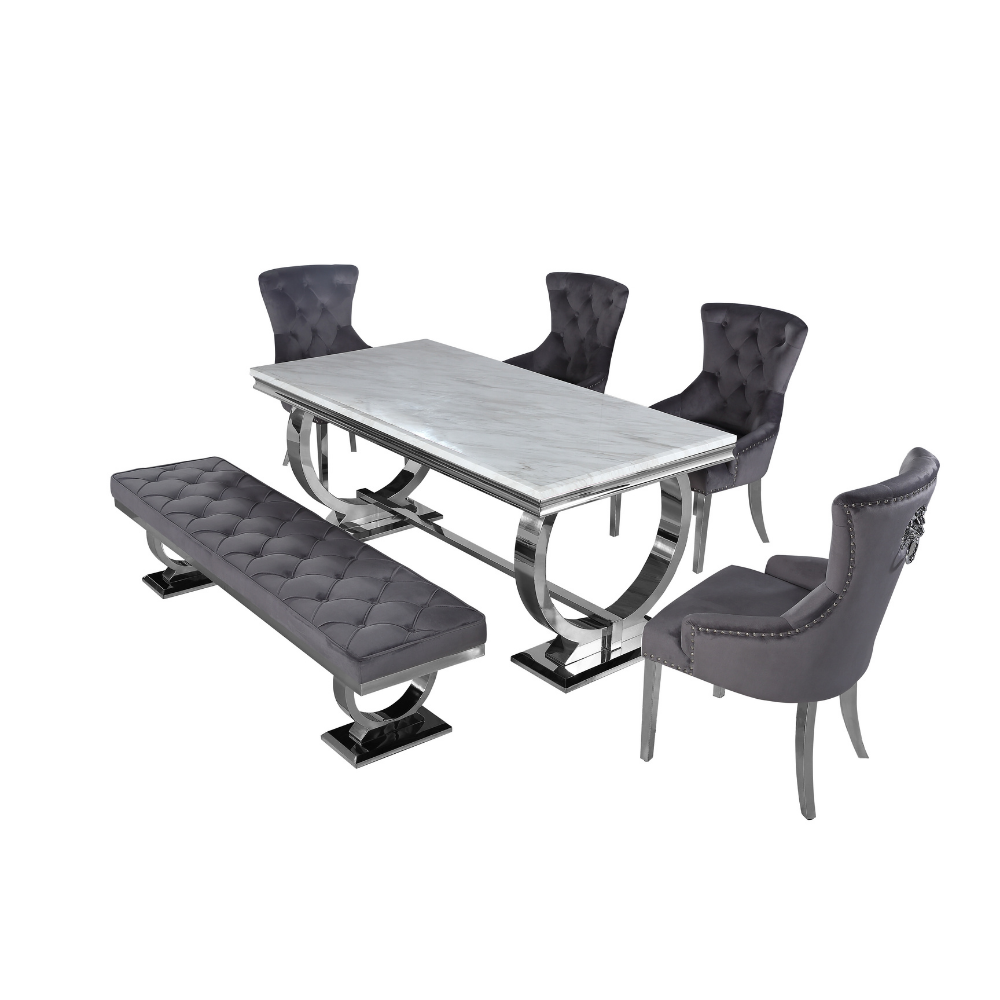 Arriana Dining Table with Light Grey Marble Top