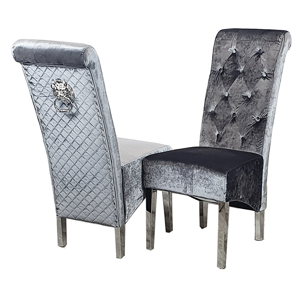 Emma Dining Chair - With Lion Knocker & Quilted Back