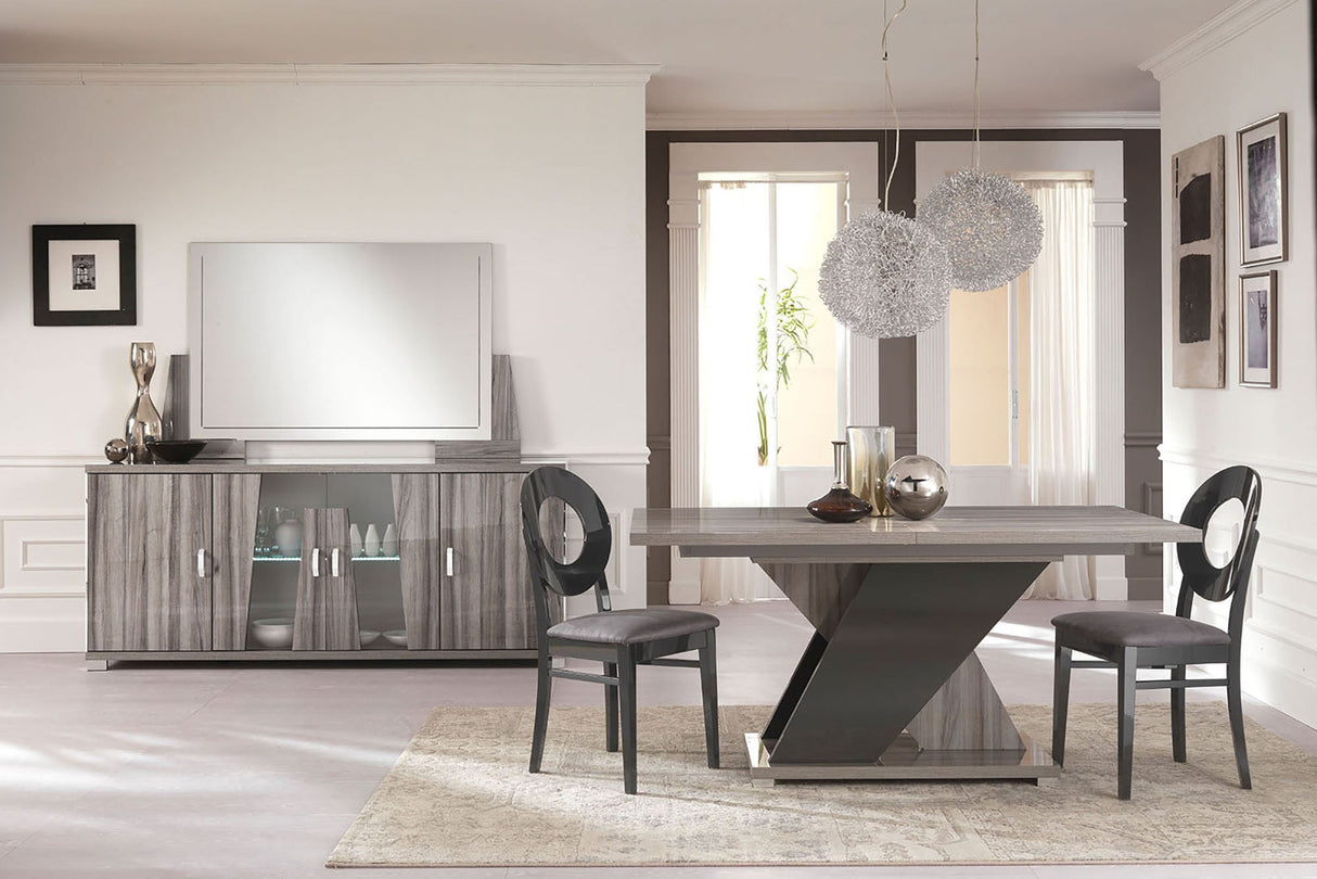 San Martino Glamour Grey Walnut Rectangular Wooden Table With Extension