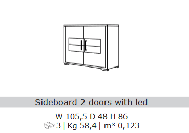 San Martino Armony Grey 2 Door Base With LED Lights